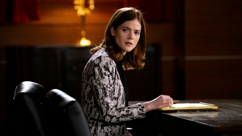 "Chaos" Ep 110-- Episodic coverage of THE GOOD FIGHT. Pictured: Rose Leslie as Maia Rindell. Photo Cr: Patrick Harbron/CBS ÃÂ©2017 CBS Interactive, Inc. All Rights Reserved